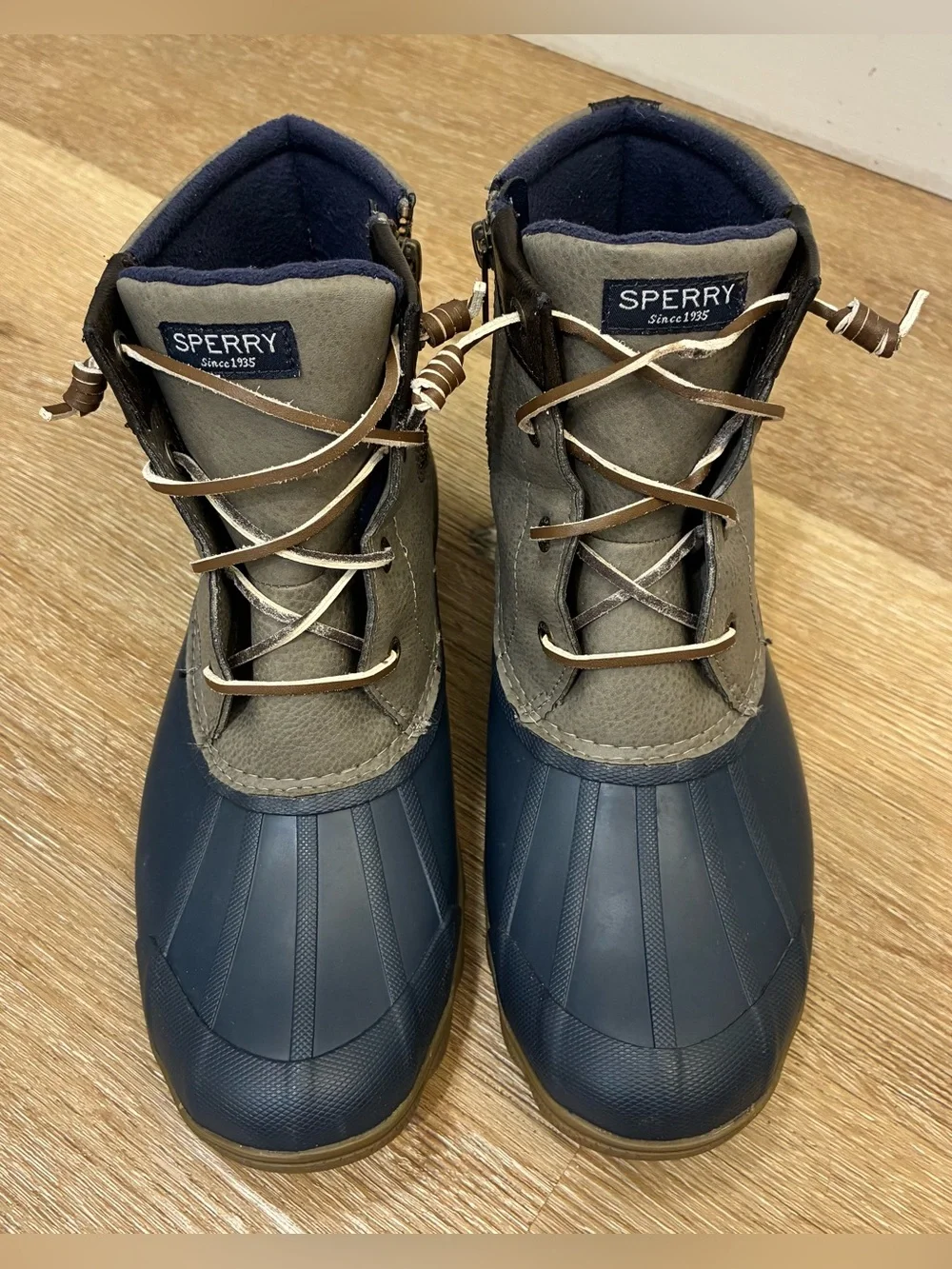 Sperry Syren Gulf Duck Boots Ankle Zip Gray/Blue Waterproof Women's Size 8 M